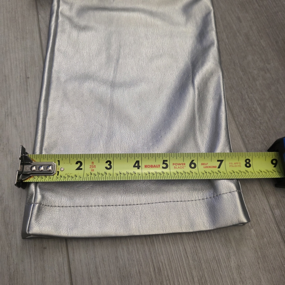 House of Harlow 1960 Silver Faux Leather Pants Size 2 Metallic Straight Leg - Picture 12 of 16